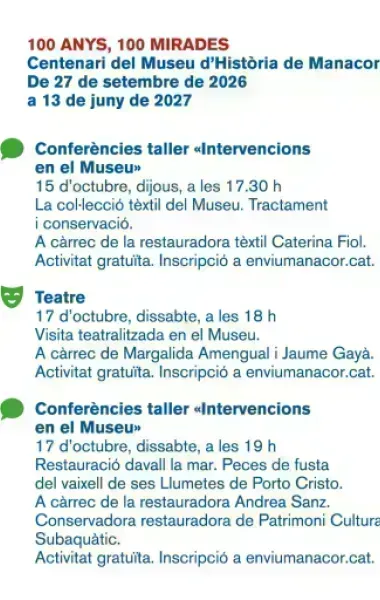 Cartell d'activitats d'aquesta setmana de '100 anys, 100 mirades'