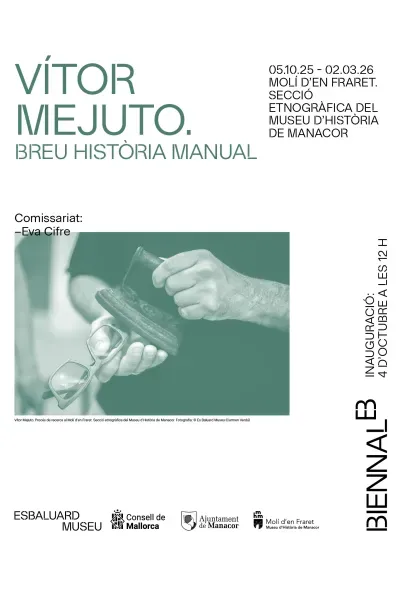 Cartell de l'exposició "Vítor Mejuto. Breu Història Manual"