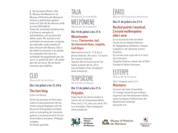 Programa del cicle de Muses, juliol i agost de 2025.