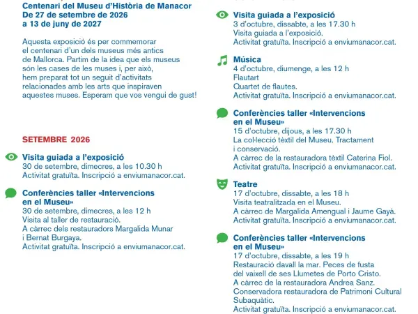Cartell d' activitats de setembre i octubre 2026